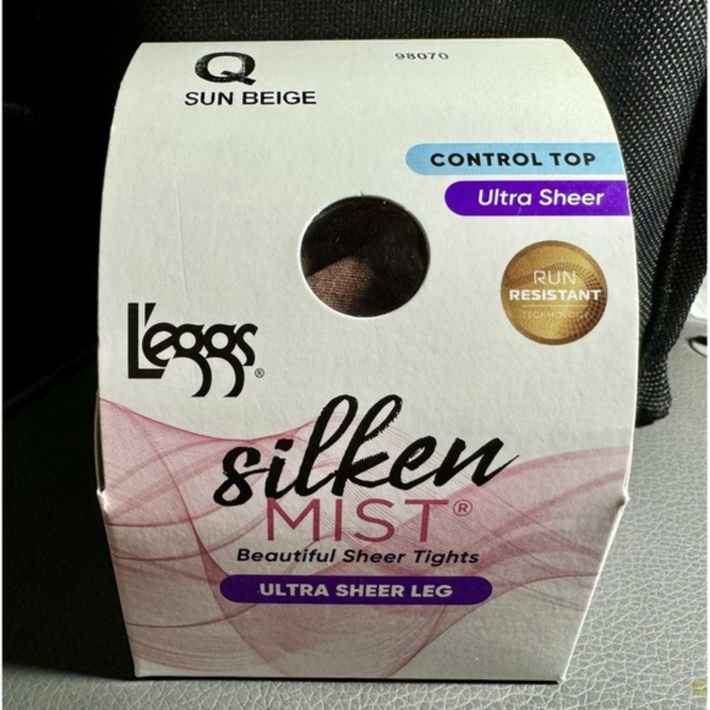 L'eggs Silken Mist Ultra Sheer Leg Control Top Tights Q‎ Sun Beige Run Resistant